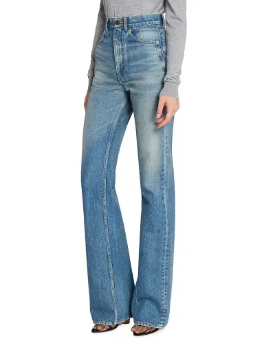 Saint Laurent Women's 70's Authentic Medium Denim Jeans - Authentic Medium Blue | Thumbnail 5