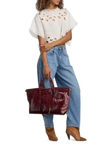 Isabel Marant Women's Winna Leather Tote - Burgundy | Thumbnail 3 Isabel Marant Women's Winna Leather Tote - Burgundy | Thumbnail 3
