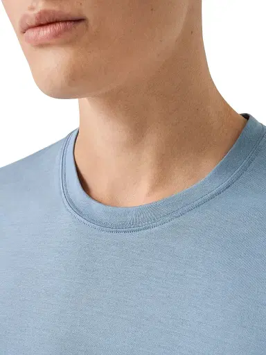 Eton Men's Silk-Cotton Knit T-Shirt - Blue | Thumbnail 4 Eton Men's Silk-Cotton Knit T-Shirt - Blue | Thumbnail 4
