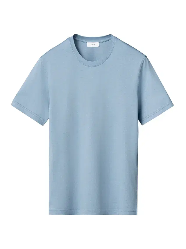 Eton Men's Silk-Cotton Knit T-Shirt - Blue