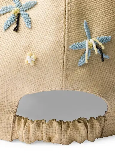 Prada Women's Embroidered Cap - Beige Khaki - Size Small | Thumbnail 3