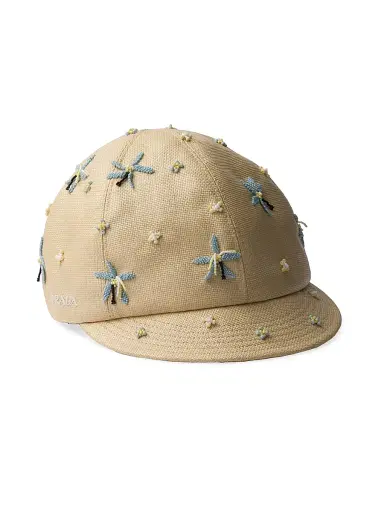 Prada Women's Embroidered Cap - Beige Khaki - Size Small | Thumbnail 1