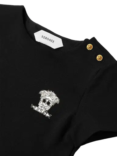 Versace Little Girl's & Girl's Medusa-Embroidered Punto Milano Jersey Dress - Black | Thumbnail 3