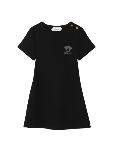 Versace Little Girl's & Girl's Medusa-Embroidered Punto Milano Jersey Dress - Black | Thumbnail 1