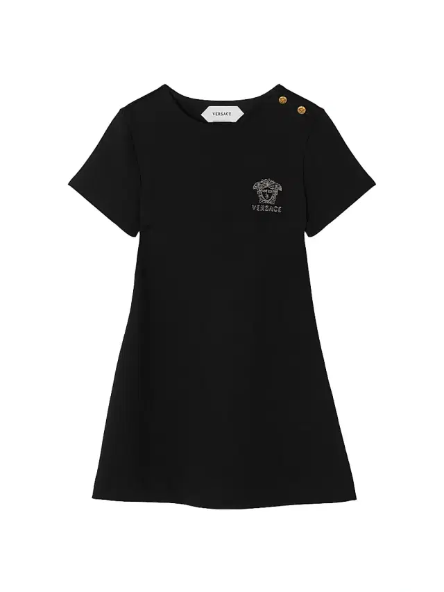 Versace Little Girl's & Girl's Medusa-Embroidered Punto Milano Jersey Dress - Black