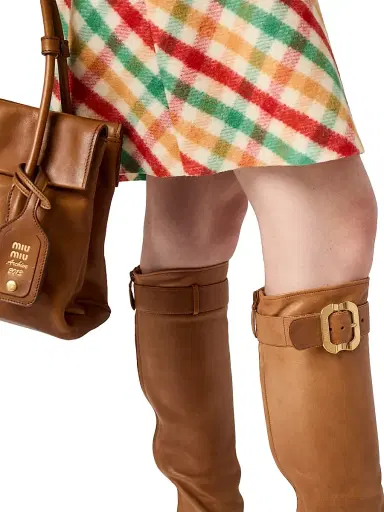 Miu Miu Women's Nappa Leather Boots with Buckle - Brown - Size 10 | Thumbnail 4