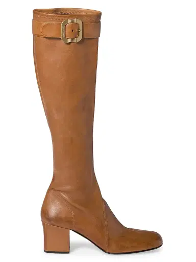 Miu Miu Women's Nappa Leather Boots with Buckle - Brown - Size 10 | Thumbnail 1