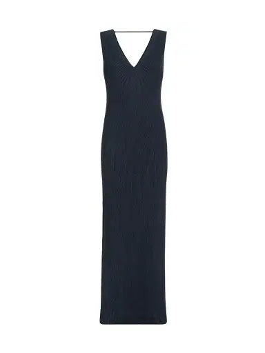 Brunello Cucinelli Women's Cotton Rib Knit Dress with Precious Strap - Blue - Size XXS | Thumbnail 1