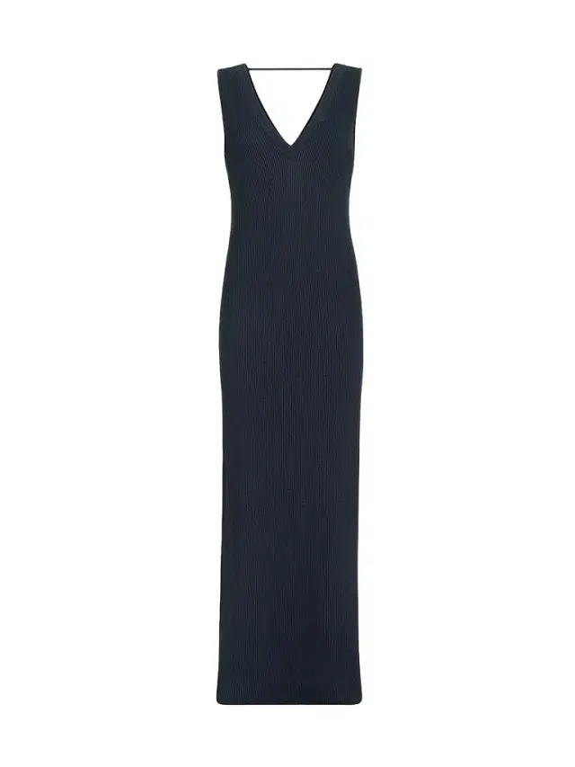 Women's Cotton Rib Knit Dress with Precious Strap - Blue