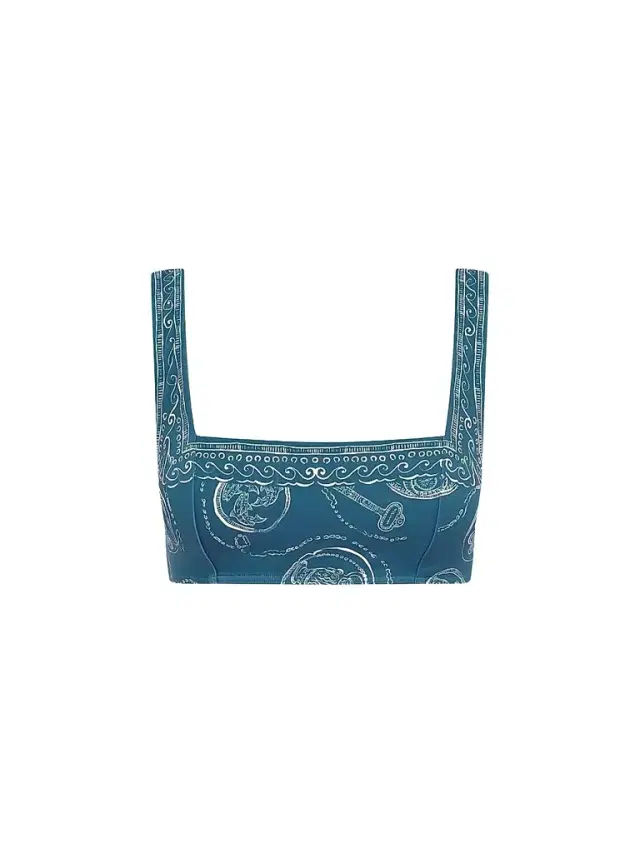 ALÉMAIS Women's Lucky Square-Neck Bikini Top - Blue