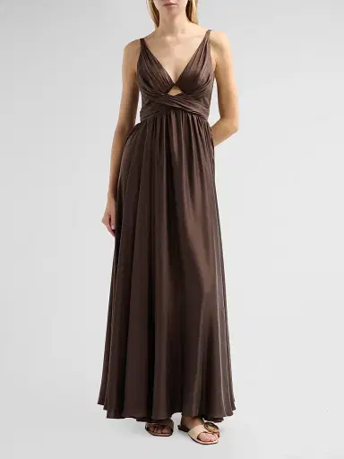 Zimmermann Women's Draped Silk Maxi Dress - Bitter Chocolate | Thumbnail 2
