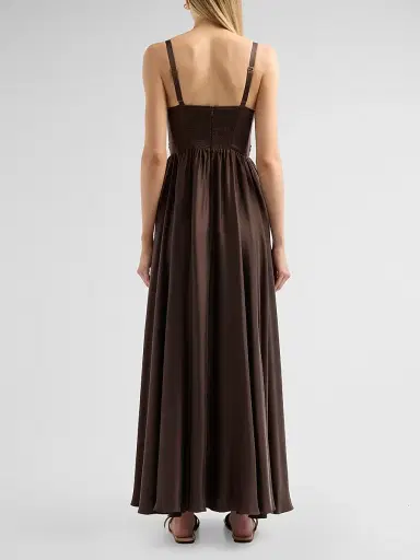 Zimmermann Women's Draped Silk Maxi Dress - Bitter Chocolate | Thumbnail 3