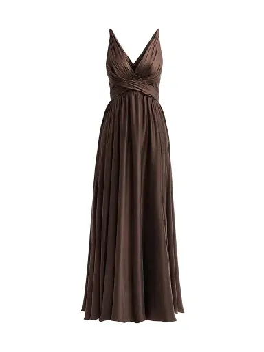 Zimmermann Women's Draped Silk Maxi Dress - Bitter Chocolate | Thumbnail 1