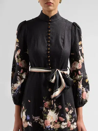 Zimmermann Women's Valiant Button Midi Dress - Black Bouquet - Size 8 | Thumbnail 5 Zimmermann Women's Valiant Button Midi Dress - Black Bouquet - Size 8 | Thumbnail 5
