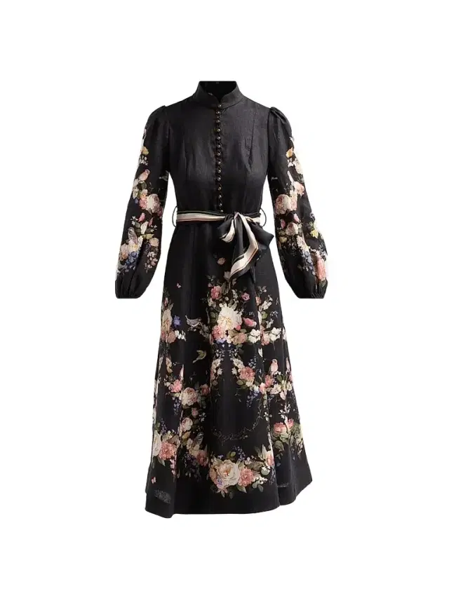 Zimmermann Women's Valiant Button Midi Dress - Black Bouquet