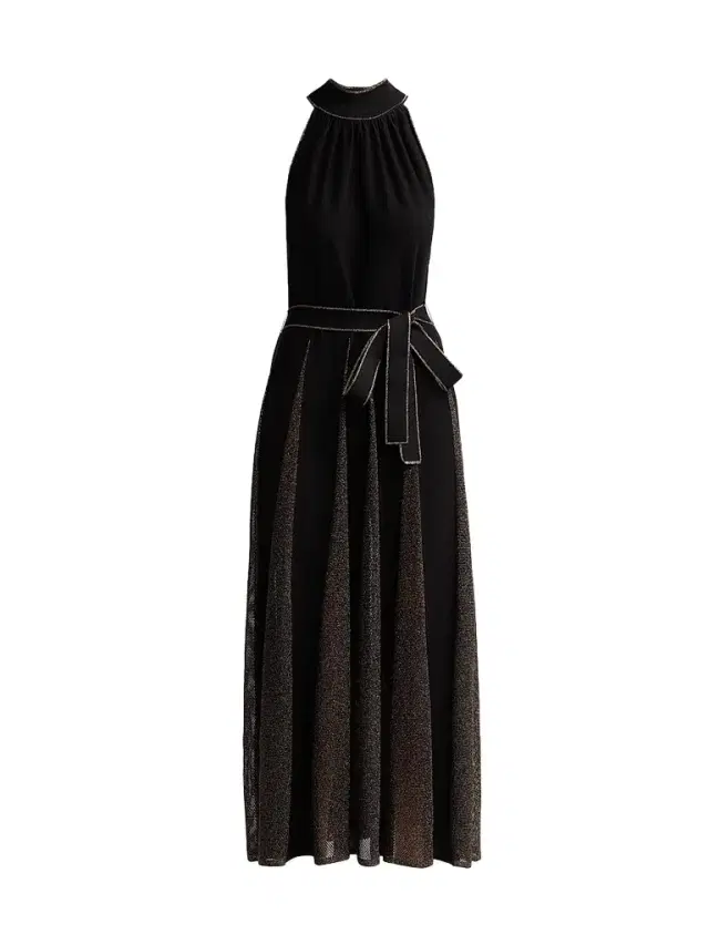 Zimmermann Women's Valiant Metallic Halter Dress - Black Gold