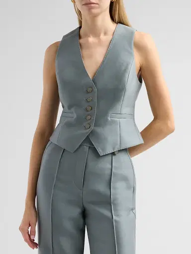 Zimmermann Women's Valiant Wool-Silk Waistcoat - Airforce - Size 8 | Thumbnail 4 Zimmermann Women's Valiant Wool-Silk Waistcoat - Airforce - Size 8 | Thumbnail 4