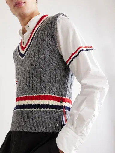 Thom Browne Cable-Knit Wool Vest - Men | Thumbnail 5
