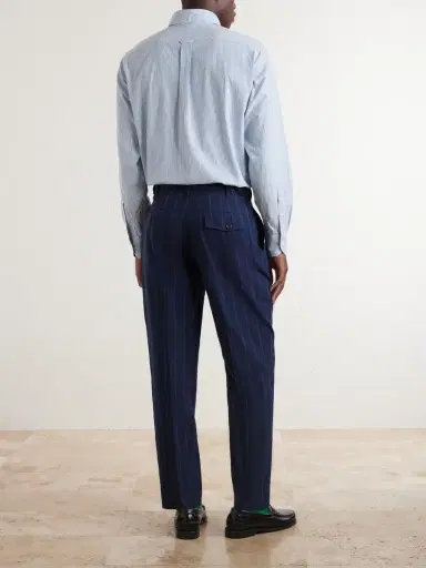 Drake's Games Straight-leg Pinstriped Cotton and Linen-Blend Suit Trousers - Men | Thumbnail 4 Drake's Games Straight-leg Pinstriped Cotton and Linen-Blend Suit Trousers - Men | Thumbnail 4
