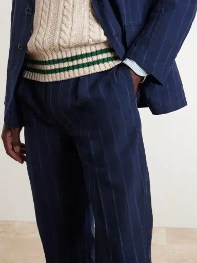 Drake's Games Straight-leg Pinstriped Cotton and Linen-Blend Suit Trousers - Men | Thumbnail 5 Drake's Games Straight-leg Pinstriped Cotton and Linen-Blend Suit Trousers - Men | Thumbnail 5