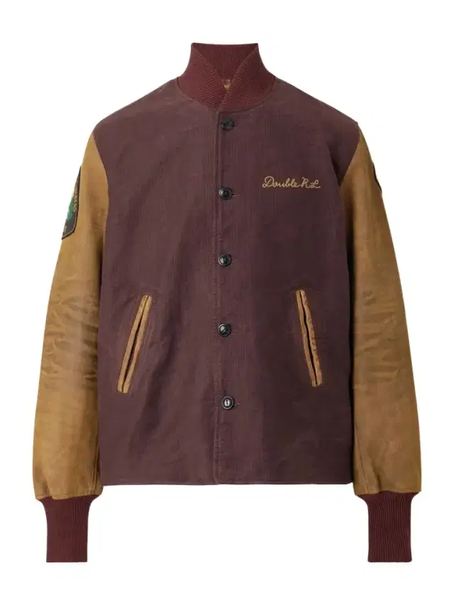Logo-Embroidered Cotton-Corduroy and Leather Bomber Jacket - Men