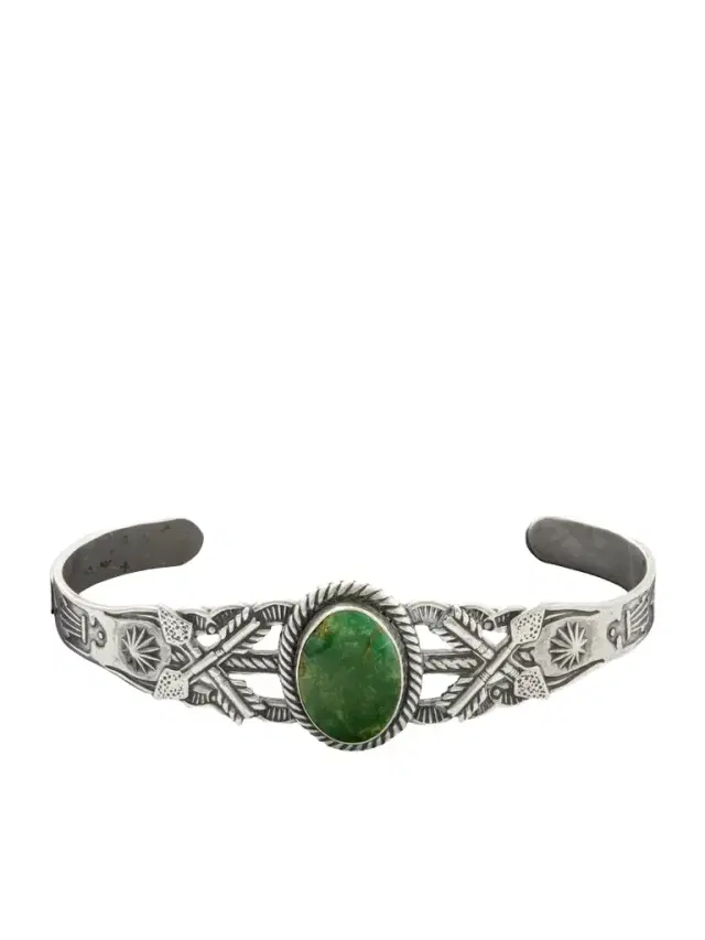 FOUNDWELL Vintage 1940s Sterling Silver Malachite Cuff - Men
