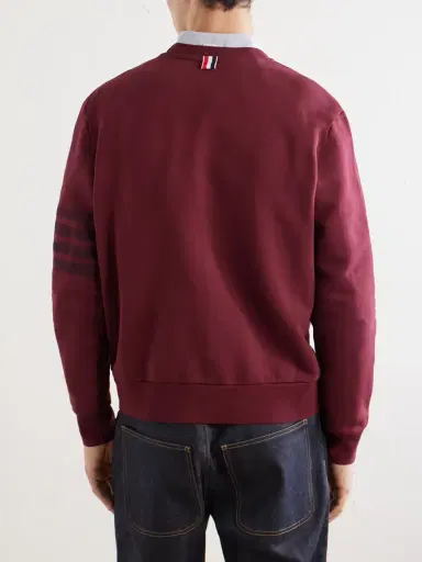 Thom Browne 4-Bar Stripe Cotton-Jersey Sweatshirt - Men | Thumbnail 4 Thom Browne 4-Bar Stripe Cotton-Jersey Sweatshirt - Men | Thumbnail 4