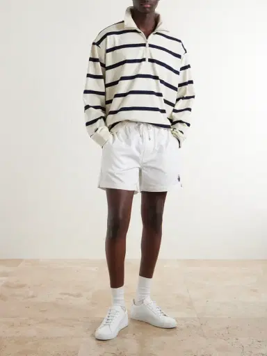 Frame Logo-Embroidered Striped Cotton Sweater - Men | Thumbnail 2
