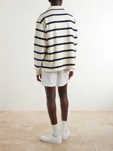 Frame Logo-Embroidered Striped Cotton Sweater - Men | Thumbnail 4