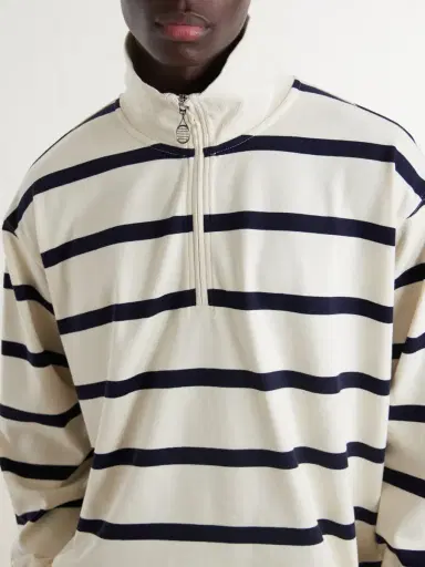 Frame Logo-Embroidered Striped Cotton Sweater - Men | Thumbnail 5