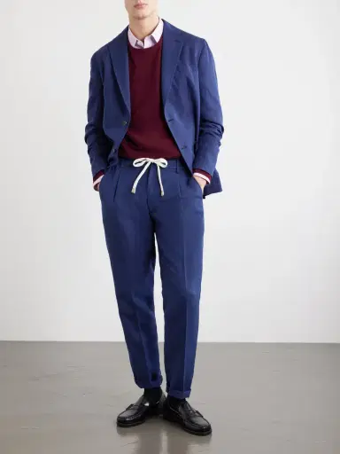 ELEVENTY Straight-Leg Lyocell and Linen-Blend Trousers - Men | Thumbnail 2