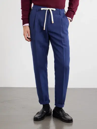 ELEVENTY Straight-Leg Lyocell and Linen-Blend Trousers - Men | Thumbnail 3
