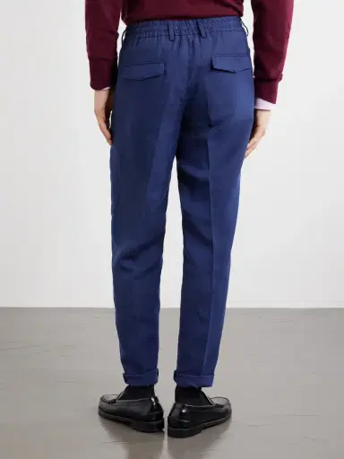 ELEVENTY Straight-Leg Lyocell and Linen-Blend Trousers - Men | Thumbnail 4