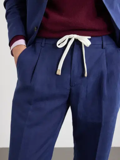 ELEVENTY Straight-Leg Lyocell and Linen-Blend Trousers - Men | Thumbnail 5