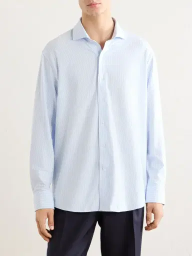 Peter Millar Excursionist Flex Slim-Fit Striped Cotton-Blend Shirt - Men | Thumbnail 3