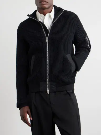 Sacai Knitted Wool Blouson Jacket - Men | Thumbnail 3 Sacai Knitted Wool Blouson Jacket - Men | Thumbnail 3