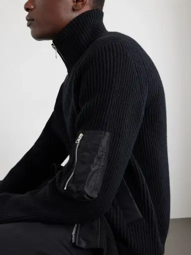 Sacai Knitted Wool Blouson Jacket - Men | Thumbnail 6 Sacai Knitted Wool Blouson Jacket - Men | Thumbnail 6