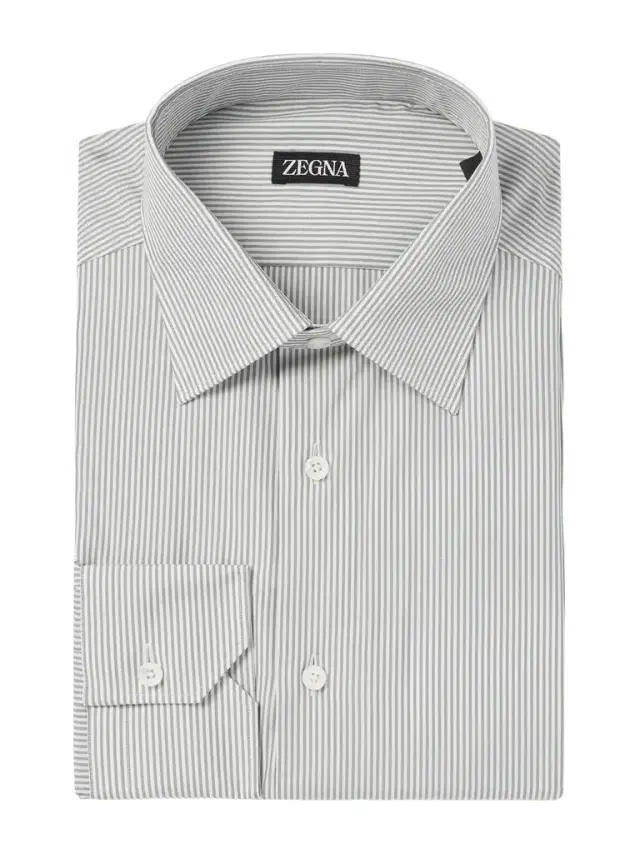 Zegna Trofeo Stripped Cotton-Poplin Shirt - Men