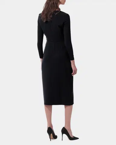 Carolina Herrera Draped Long-Sleeve Midi Dress | Thumbnail 3