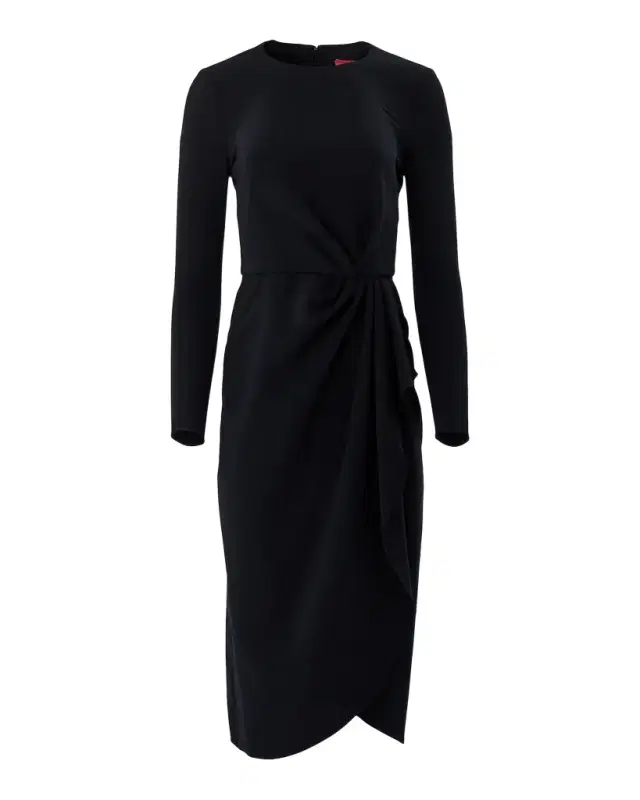 Carolina Herrera Draped Long-Sleeve Midi Dress