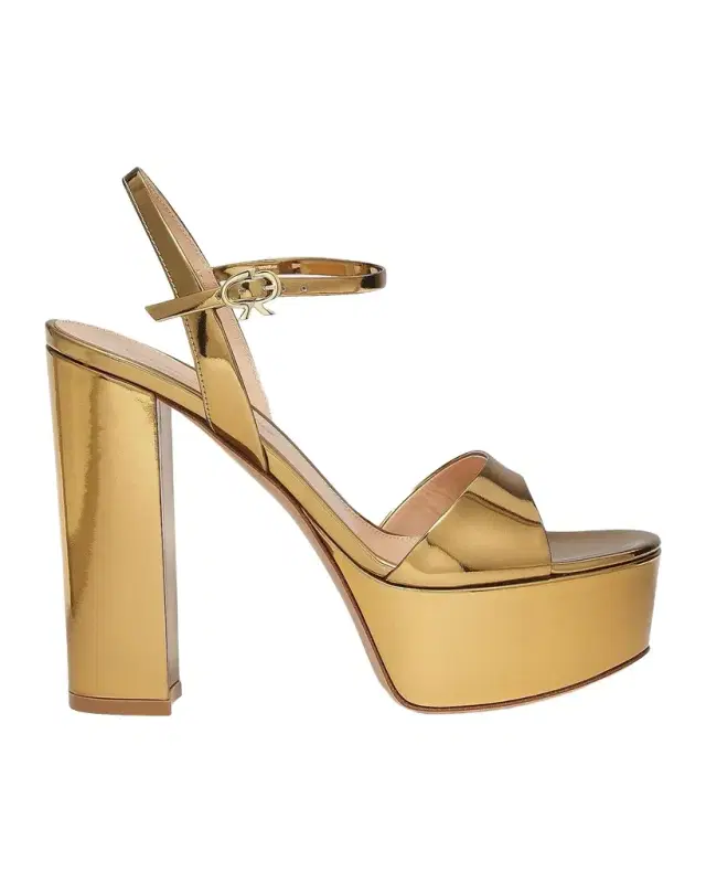 120MM Metallic Leather Platform Sandals