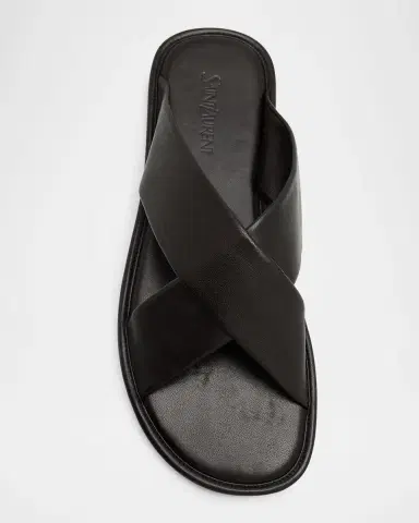 Saint Laurent Carlyle Leather Slide Sandals | Thumbnail 4