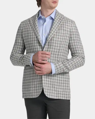 Sartorio Men's Plaid Linen-Blend Sport Coat | Thumbnail 4 Sartorio Men's Plaid Linen-Blend Sport Coat | Thumbnail 4