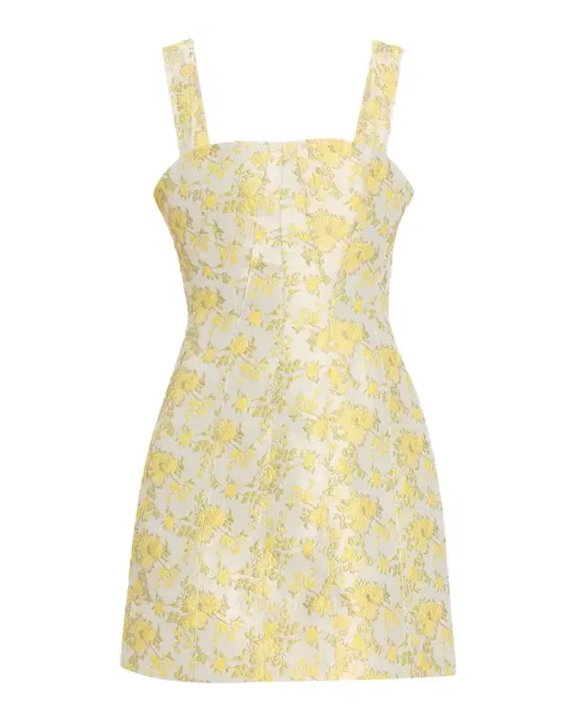 SIMKHAI Lydia Square-Neck Floral Jacquard Mini Dress
