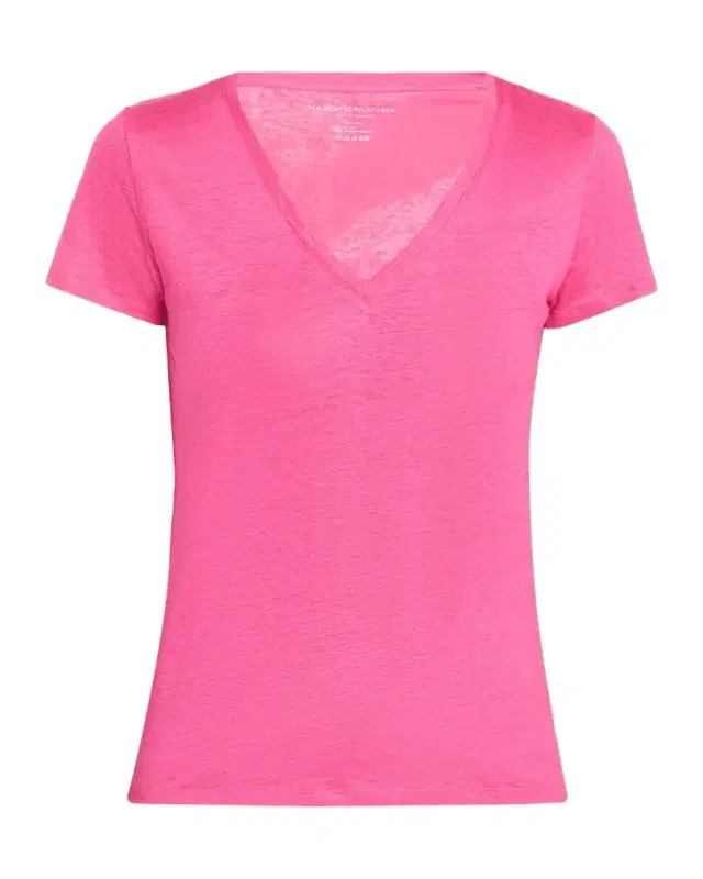 Majestic Filatures Short-Sleeve Stretch Linen Top