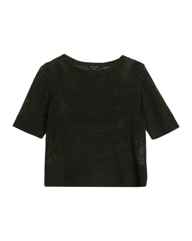 Eileen Fisher Crewneck Open-Knit Sweater
