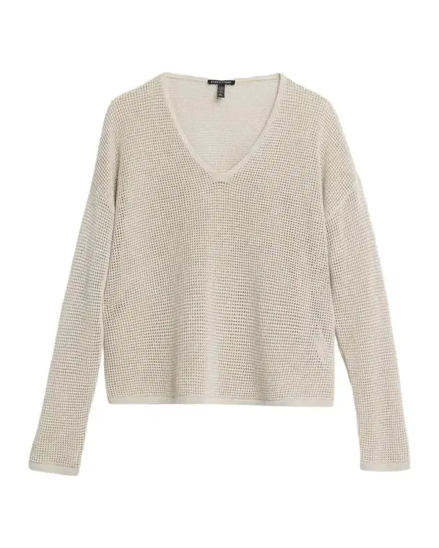 Eileen Fisher Scoopneck Open-Knit Sweater
