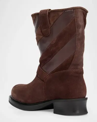 Valentino Garavani 40mm Rayons Mixed Leather Mid-Calf Moto Boots | Thumbnail 4 Valentino Garavani 40mm Rayons Mixed Leather Mid-Calf Moto Boots | Thumbnail 4