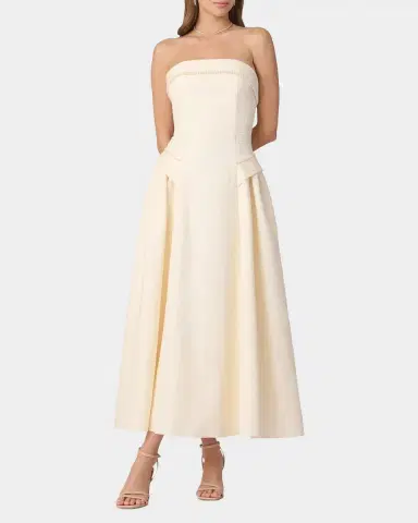Shoshanna Remington Jacquard Strapless Cocktail Midi Dress | Thumbnail 2 Shoshanna Remington Jacquard Strapless Cocktail Midi Dress | Thumbnail 2