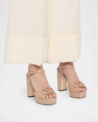 Valentino Garavani 115mm VLogo Signature Leather Platform Sandals | Thumbnail 2